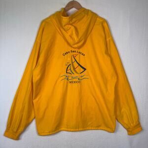 CABO SAN LUCAS MEXICO Yellow Windbreaker Fullzip Jacket Sailing Nautical sz 42